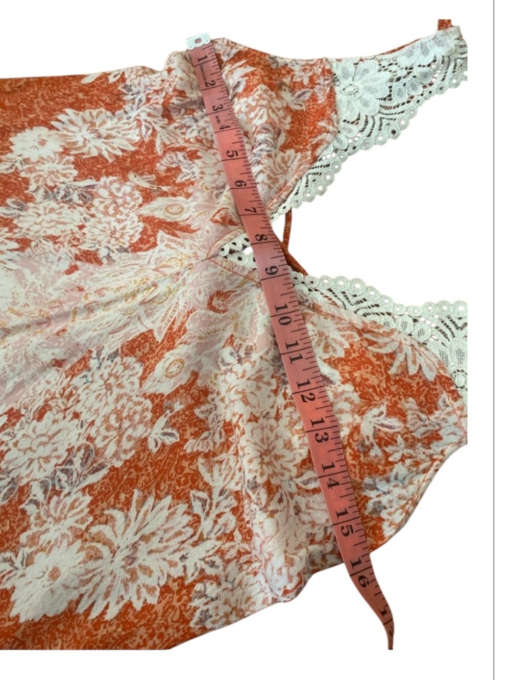 Free People Intimately Floral Lace Trim Slip Dress Orange Boho Babydoll Mini S - Picture 14 of 14